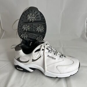Tour Balance Golf Shoes Mens 8M  White Saddle Soft Spike Classic Lace Up EUC